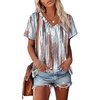 image:imageAlaroo Womens Summer Tops 2026 V Neck Short Sleeve Shirts Trendy Dressy Casual Vacation Outfits PrintedPrint 08