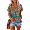image:imageAlaroo Womens Summer Tops 2026 V Neck Short Sleeve Shirts Trendy Dressy Casual Vacation Outfits PrintedPrint 09