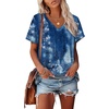 image:imageAlaroo Womens Summer Tops 2026 V Neck Short Sleeve Shirts Trendy Dressy Casual Vacation Outfits PrintedPrint 12