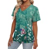 image:imageAlaroo Womens Summer Tops 2026 V Neck Short Sleeve Shirts Trendy Dressy Casual Vacation Outfits PrintedPrint 13