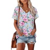 image:imageAlaroo Womens Summer Tops 2026 V Neck Short Sleeve Shirts Trendy Dressy Casual Vacation Outfits PrintedPrint 19