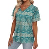 image:imageAlaroo Womens Summer Tops 2026 V Neck Short Sleeve Shirts Trendy Dressy Casual Vacation Outfits PrintedPrint 21