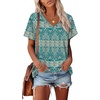 image:imageAlaroo Womens Summer Tops 2026 V Neck Short Sleeve Shirts Trendy Dressy Casual Vacation Outfits PrintedPrint 21