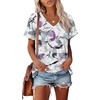image:imageAlaroo Womens Summer Tops 2026 V Neck Short Sleeve Shirts Trendy Dressy Casual Vacation Outfits PrintedPrint 23