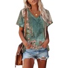 image:imageAlaroo Womens Summer Tops 2026 V Neck Short Sleeve Shirts Trendy Dressy Casual Vacation Outfits PrintedPrint 25