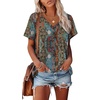 image:imageAlaroo Womens Summer Tops 2026 V Neck Short Sleeve Shirts Trendy Dressy Casual Vacation Outfits PrintedPrint 33