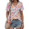 image:imageAlaroo Womens Summer Tops 2026 V Neck Short Sleeve Shirts Trendy Dressy Casual Vacation Outfits PrintedPrint 37