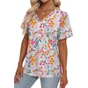 image:imageAlaroo Womens Summer Tops 2026 V Neck Short Sleeve Shirts Trendy Dressy Casual Vacation Outfits PrintedPrint 37