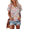 image:imageAlaroo Womens Summer Tops 2026 V Neck Short Sleeve Shirts Trendy Dressy Casual Vacation Outfits PrintedPrint 37
