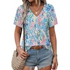 image:imageAlaroo Womens Summer Tops 2026 V Neck Short Sleeve Shirts Trendy Dressy Casual Vacation Outfits PrintedPrint 40