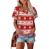 image:imageAlaroo Womens Summer Tops 2026 V Neck Short Sleeve Shirts Trendy Dressy Casual Vacation Outfits PrintedPrint 42