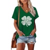 image:imageAlaroo Womens Summer Tops 2026 V Neck Short Sleeve Shirts Trendy Dressy Casual Vacation Outfits PrintedPrint Clover