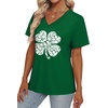 image:imageAlaroo Womens Summer Tops 2026 V Neck Short Sleeve Shirts Trendy Dressy Casual Vacation Outfits PrintedPrint Clover