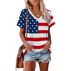image:imageAlaroo Womens Summer Tops 2026 V Neck Short Sleeve Shirts Trendy Dressy Casual Vacation Outfits PrintedPrint Flag