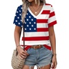 image:imageAlaroo Womens Summer Tops 2026 V Neck Short Sleeve Shirts Trendy Dressy Casual Vacation Outfits PrintedPrint Flag