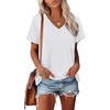 image:imageAlaroo Womens Summer Tops 2026 V Neck Short Sleeve Shirts Trendy Dressy Casual Vacation Outfits PrintedWhite