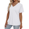 image:imageAlaroo Womens Summer Tops 2026 V Neck Short Sleeve Shirts Trendy Dressy Casual Vacation Outfits PrintedWhite