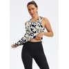 image:imageAlaroo Womens Workout Tank Tops Sleeveless Short Shirts for Sport Athletic Yoga Running Gym Loose Crop 2026Leaf Pattern Print