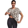 image:imageAlaroo Workout Tops for Women Short Sleeve TShirts Loose Fit Athletic Fitness Clothing for Gym Running Yoga Summer Tops 2026Brown Zebra Pattern
