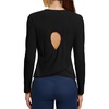 image:imageAlaroo Open Back Workout Tops for Women Long Sleeve Gym Yoga Sport Athletic Shirts Split Back Loose CropBlack