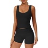 image:imageAlaroo Two Piece Workout Sets for Women Summer Casual Matching Short Set05 Solid Black