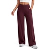 image:imageAlaroo Wide Leg Pants for Women Casual Yoga Tummy ControlDark Wine