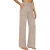 image:imageAlaroo Wide Leg Yoga Pants for Women with 3 Pockets Athletic Casual WorkKhaki