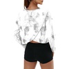 image:imageAlaroo Womens Long Sleeve Shirts Oversize Crop Top Workout OutfitsWhite Print