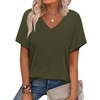 image:imageAlaroo Womens Summer Tops 2026 V Neck Short Sleeve Shirts Trendy Dressy Casual Vacation Outfits PrintedGreen