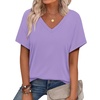 image:imageAlaroo Womens Summer Tops 2026 V Neck Short Sleeve Shirts Trendy Dressy Casual Vacation Outfits PrintedLavender