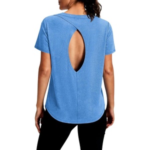 image:imageAlaroo Open Back Workout Tops for Women Short Sleeve Pilates OutfitsAzure