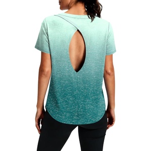 image:imageAlaroo Open Back Workout Tops for Women Short Sleeve Pilates OutfitsBlue Print