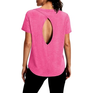 image:imageAlaroo Open Back Workout Tops for Women Short Sleeve Pilates OutfitsPink