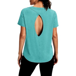 image:imageAlaroo Open Back Workout Tops for Women Short Sleeve Pilates OutfitsTeal