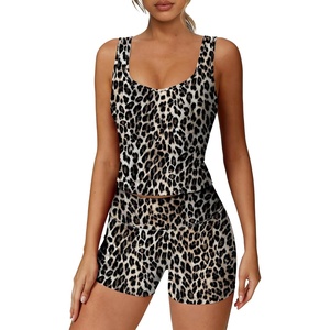 image:imageAlaroo Two Piece Workout Sets for Women Summer Casual Matching Short Set01 Leopard Print