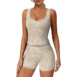 image:imageAlaroo Two Piece Workout Sets for Women Summer Casual Matching Short Set02 Cream Print