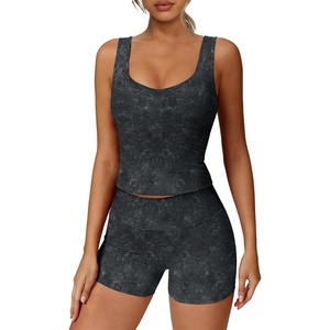 image:imageAlaroo Two Piece Workout Sets for Women Summer Casual Matching Short Set02 Dark Grey Print