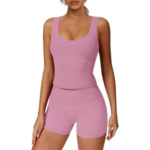 image:imageAlaroo Two Piece Workout Sets for Women Summer Casual Matching Short Set06 Solid Pink
