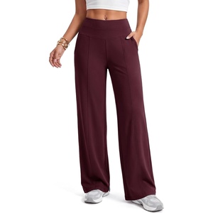 image:imageAlaroo Wide Leg Pants for Women Casual Yoga Tummy ControlDark Wine