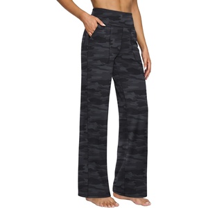 image:imageAlaroo Wide Leg Yoga Pants for Women with 3 Pockets Athletic Casual WorkDark Grey Camo