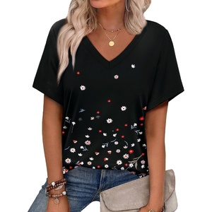 image:imageAlaroo Womens Summer Tops 2026 V Neck Short Sleeve Shirts Trendy Dressy Casual Vacation Outfits PrintedPrint 11