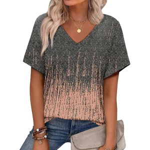 image:imageAlaroo Womens Summer Tops 2026 V Neck Short Sleeve Shirts Trendy Dressy Casual Vacation Outfits PrintedPrint 14