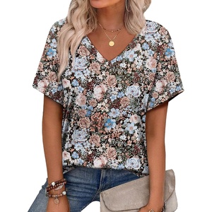 image:imageAlaroo Womens Summer Tops 2026 V Neck Short Sleeve Shirts Trendy Dressy Casual Vacation Outfits PrintedPrint 22