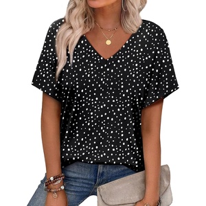 image:imageAlaroo Womens Summer Tops 2026 V Neck Short Sleeve Shirts Trendy Dressy Casual Vacation Outfits PrintedPrint 26