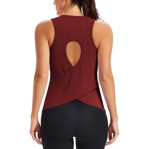 image:imageAlaroo Womens Workout Tank Tops Sleeveless Short Shirts for Sport Athletic Yoga Running Gym Loose Crop 2026Deep Wine Red