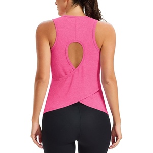 image:imageAlaroo Womens Workout Tank Tops Sleeveless Short Shirts for Sport Athletic Yoga Running Gym Loose Crop 2026Hot Pink