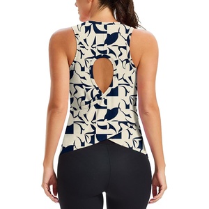 image:imageAlaroo Womens Workout Tank Tops Sleeveless Short Shirts for Sport Athletic Yoga Running Gym Loose Crop 2026Leaf Pattern Print