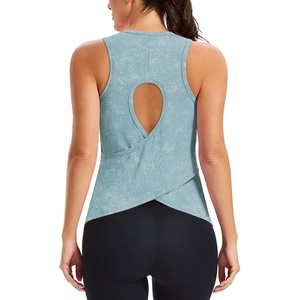 image:imageAlaroo Womens Workout Tank Tops Sleeveless Short Shirts for Sport Athletic Yoga Running Gym Loose Crop 2026Sky Blue