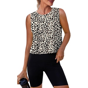 image:imageAlaroo Workout Tank Tops for Women Sleeveless Crop Top Lightweight Athletic Tank Top Yoga Running Pilates 2026Leopard Print