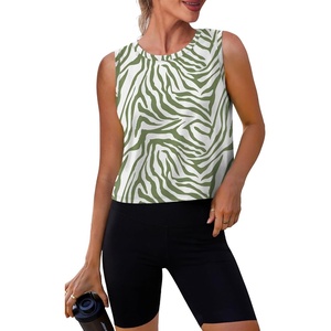 image:imageAlaroo Workout Tank Tops for Women Sleeveless Crop Top Lightweight Athletic Tank Top Yoga Running Pilates 2026Zebra Print